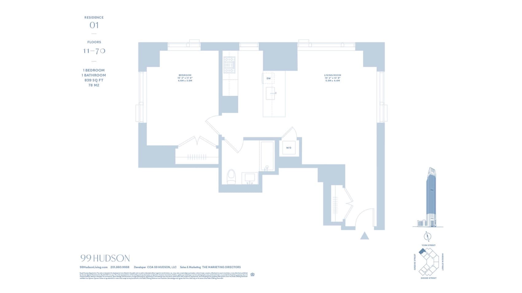 99 Hudson 99 Hudson — Representative Floor Plan (Line Type 01) floor plan