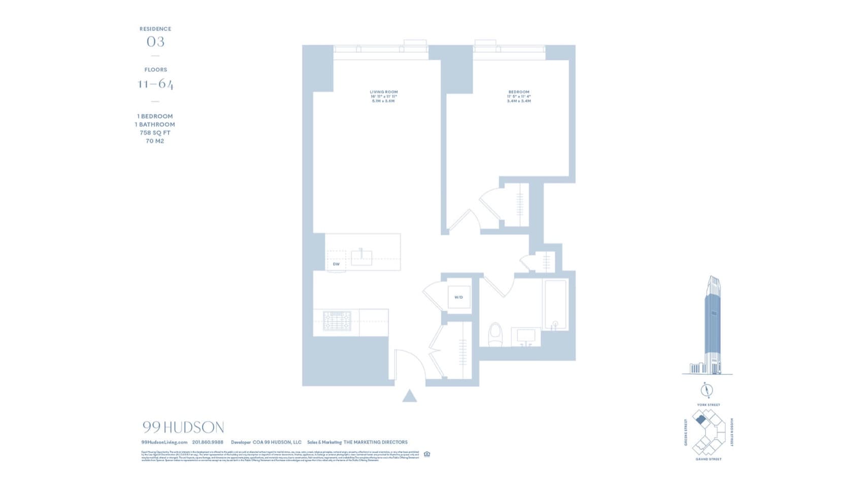 99 Hudson 99 Hudson — Representative Floor Plan (Line Type 03) floor plan