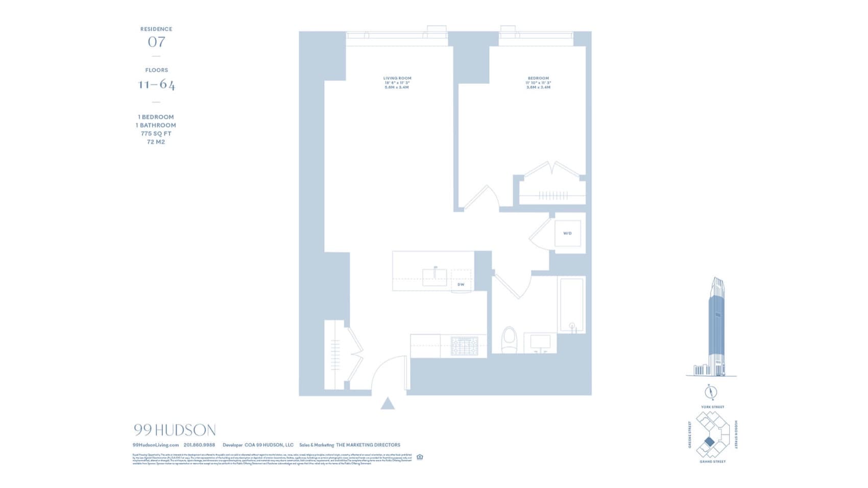 99 Hudson 99 Hudson — Representative Floor Plan (Line Type 07) floor plan