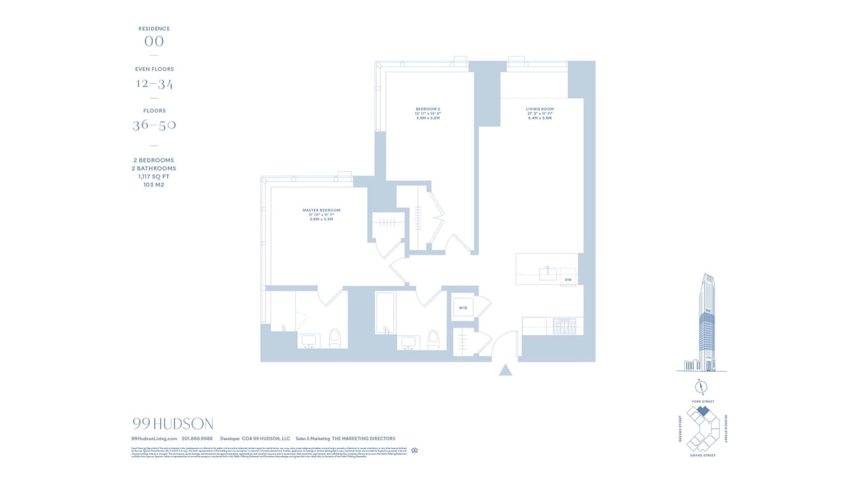 99 Hudson 99 Hudson — Representative Floor Plan (Line Type 00) floor plan