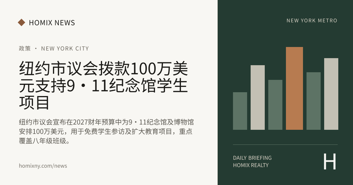 纽约市议会拨款100万美元支持9·11纪念馆学生项目 新闻封面